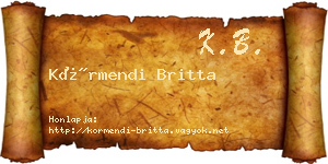 Körmendi Britta névjegykártya